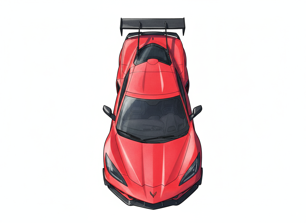 Top down illustration of the Track Day Diaries C8